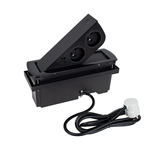 Vestavná nábytková USB zásuvka CIZOBOX s USB a výsuvnými zásuvkami, 2x230V, 2x USB, černá, CIZOBOX-CZ-2FR-2U-01 Vestavná nábytková USB zásuvka CIZOBOX s USB a výsuvnými zásuvkami, 2x230V, 2x USB, černá, CIZOBOX-CZ-2FR-2U-01 1