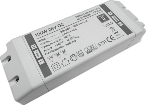 100W Profesionální napájecí zdroj 24V DC, NPV-100-24, kryté svorky, 5 let záruka 1