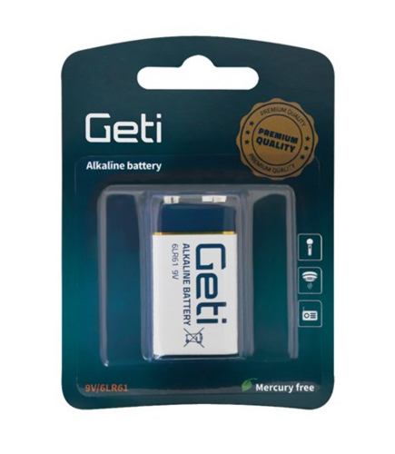 Baterie 9V (6LR61) alkalická GETI 1