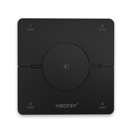 Nástěnný ovladač 4 zónový CCT, 2.4GHz, 2 x AAA, černý, K0S-B, Mi-Light Nástěnný ovladač 4 zónový CCT, 2.4GHz, 2 x AAA, černý, K0S-B, Mi-Light 1