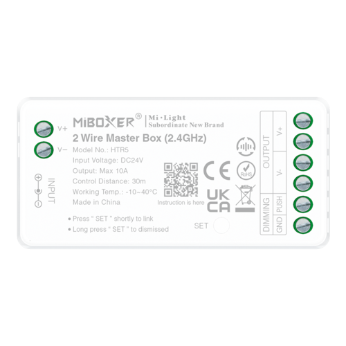 Dvouvodičová řídící jednotka, 2.4GHz, DC24V, IP20, HTR5, Mi-Light Dvouvodičová řídící jednotka, 2.4GHz, DC24V, IP20, HTR5, Mi-Light 1