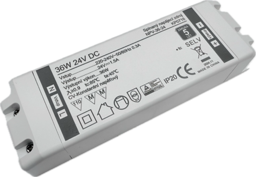 36W Profesionální napájecí zdroj 24V DC, NPV-36-24, kryté svorky, 5 let záruka 1