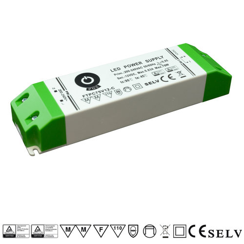 70W Nábytkový napájecí zdroj, FTPC75V12-C, 12V, 5,83A, IP20 70W Nábytkový napájecí zdroj, FTPC75V12-C, 12V, 5,83A, IP20 1