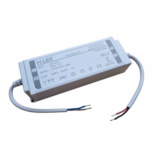 200W LED napájeci zdroj, 12V, voděodolný, 16,6A, IP67, MLED-12V200W-IP67 1