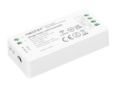 Jednobarevný LED přijímač, mini verze, 12-24V, 12A, RF  2.4GHz, FUT036S, Mi-Light Jednobarevný LED přijímač, mini verze, 12-24V, 12A, RF  2.4GHz, FUT036S, Mi-Light 1