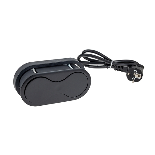 Vestavná nábytková zásuvka EIGHTBOX černá, 1x230V, 1x USB IP20, 1m, EIGHTBOX-CZ-1FR-1U-01 Vestavná nábytková zásuvka EIGHTBOX černá, 1x230V, 1x USB IP20, 1m, EIGHTBOX-CZ-1FR-1U-01 1