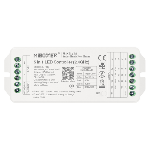 LED přijímač 5 v 1 pro jednobarevné, CCT, RGB, RGBW a RGB + CCT LED pásky, IP20, DC12-48V, 2.4GH, PR5, Mi-Light LED přijímač 5 v 1 pro jednobarevné, CCT, RGB, RGBW a RGB + CCT LED pásky, IP20, DC12-48V, 2.4GH, PR5, Mi-Light 1