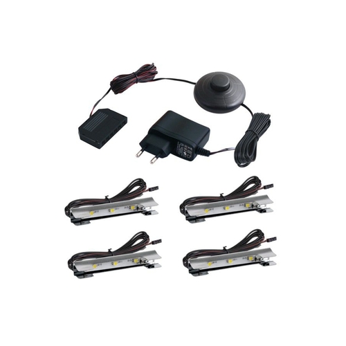 Kovové LED svítidlo pro osvětlení skleněných polic, 4ks,12VDC, IP20, 66x15x10 1