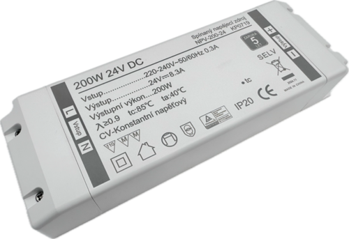 200W Profesionální napájecí zdroj 24V DC, NPV-200-24, kryté svorky, 5 let záruka 1