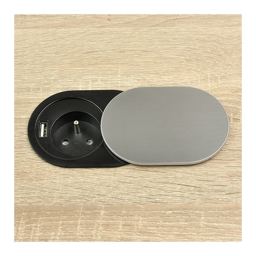 Vestavná, nábytková zásuvka SLIDE BOX s USB, 1x230V, 1XUSB, IP20, Ø60, hliník, SLIDEBOX-1G1U-FR-01 Vestavná, nábytková zásuvka SLIDE BOX s USB, 1x230V, 1XUSB, IP20, Ø60, hliník, SLIDEBOX-1G1U-FR-01 1