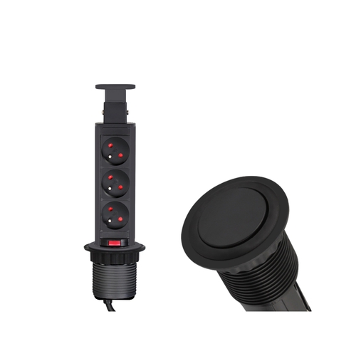 Vestavná, výsuvná zásuvka LIFT-BOX 3x230V černá, LIFTBOX-CZ-3FR-02 Vestavná, výsuvná zásuvka LIFT-BOX 3x230V černá, LIFTBOX-CZ-3FR-02 1