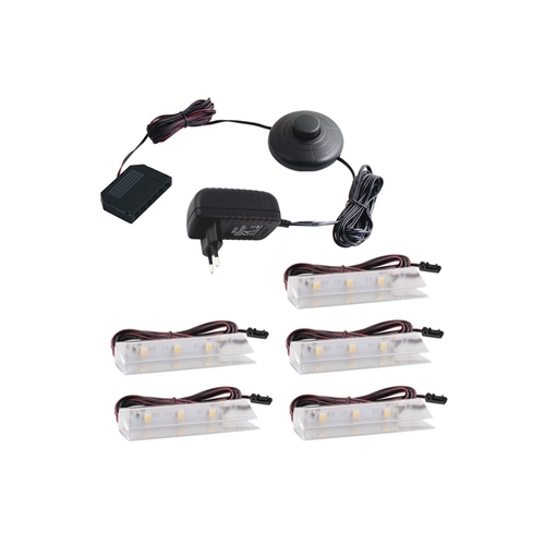 PVC LED svítidlo pro osvětlení skleněných polic, 5ks, 12VDC, IP20, 63x22x11 1