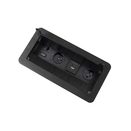 Vestavná nábytková zásuvka INBOX černá, 2x230V, 2xUSB typ A a C, 1x RJ45, 1x HDMI, 3m, INBOX-CZ-FR-3,0-02 Vestavná nábytková zásuvka INBOX černá, 2x230V, 2xUSB typ A a C, 1x RJ45, 1x HDMI, 3m, INBOX-CZ-FR-3,0-02 1