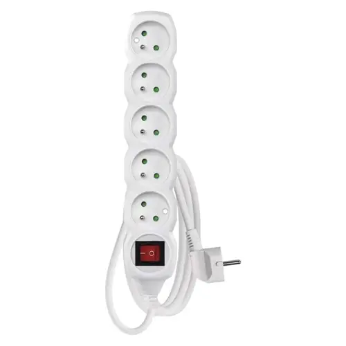 Prodlužovací kabel 7 m / 5 zásuvek / s vypínačem / bílý / PVC / 1 mm2 Prodlužovací kabel 7 m / 5 zásuvek / s vypínačem / bílý / PVC / 1 mm2 1