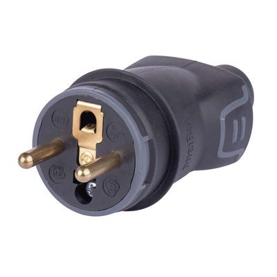 Vidlice gumová, 2P+T, IP44 - černá Vidlice gumová, 2P+T, IP44 - černá 1