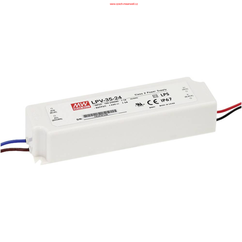 35W napájecí zdroj Meanwell, LPV-35-24, 24V, IP67 35W napájecí zdroj Meanwell, LPV-35-24, 24V, IP67 1