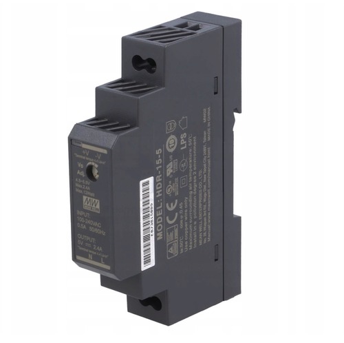 12W Napájecí zdroj na DIN lištu, HDR-15-5, 5V, 2,4A, IP20 1