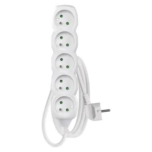 Prodlužovací kabel 7 m / 5 zásuvek / s vypínačem / bílý / PVC / 1 mm2, IP20 Prodlužovací kabel 7 m / 5 zásuvek / s vypínačem / bílý / PVC / 1 mm2, IP20 1