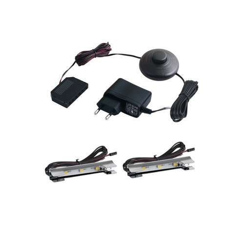 Kovové LED svítidlo pro osvětlení skleněných polic, 2ks,12VDC, IP20, 66x15x10 1